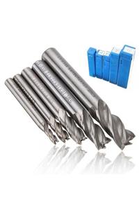 Profisher Hss Düz Shank 4 Flüt End Mill Kesici Cnc Uç 5 Li Set 4mm-12mm