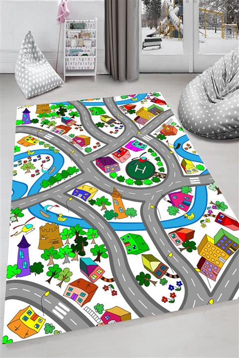 HaLıFoRuM Çocuk Odası Halısı Kaymaz Taban 3d Halı-dot-hp-746