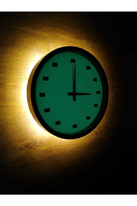 Bahat Fosforlu Led Işıklı Salon Mutfak Duvar Saati Gece Lambası 27 Cm