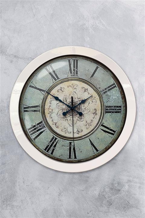 Platin Saat 36 Cm Beyaz Metal Dekoratif Duvar Saati