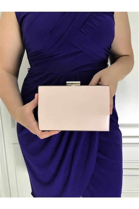 womenacs Kadın Pudra Renk Abiye Portföy Clutch Çanta