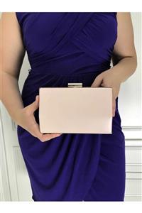 womenacs Kadın Pudra Renk Abiye Portföy Clutch Çanta