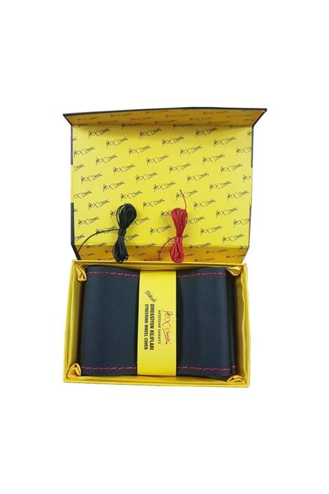 Fox Skoda Kodiaq Direksiyon Kılıfı Siyah Kırmızı Dikişli Hakiki Deri Dikmeli