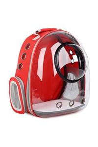 ACTİREX Pet Accessories Kırmızı Fanuslu  Astronot Kedi Köpek Taşıma Çantası