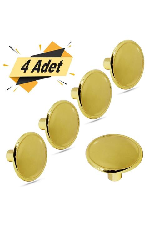 Badem10 Nobel Düğme Kulp Daire Çekmece Dolap Kapak Kulpu Kulbu Metal Gold (4 Adet)