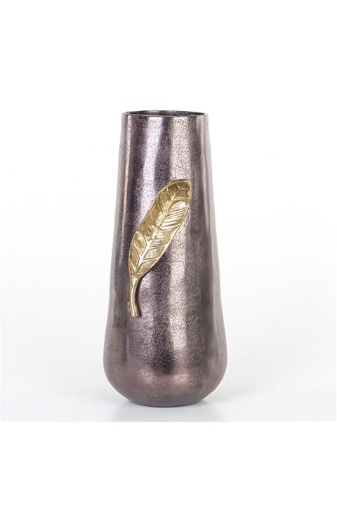 Euro Flora Yapraklı Metal Vazo 11x17x42 Cm