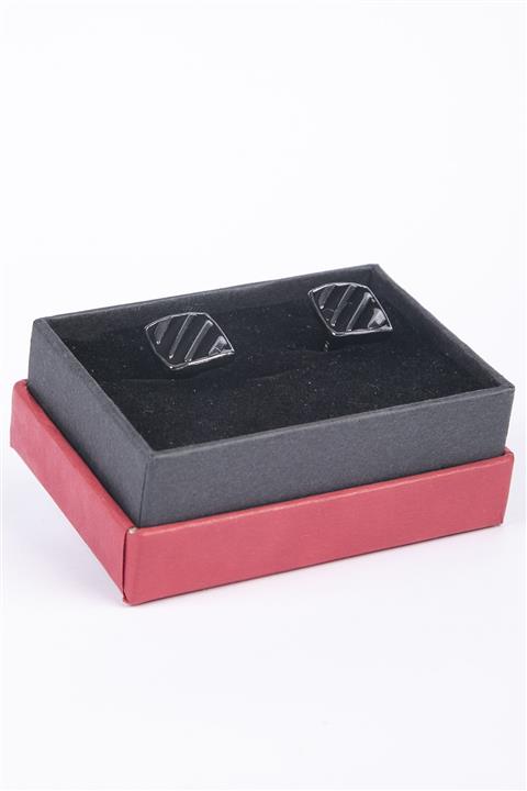 BAYEFENDİ Gümüş Renk Kabartma Desenli Kare Formlu Kol Düğmesi