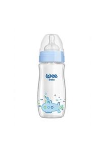 Wee Baby Mavi Baskılı Geniş Ağızlı Cam Biberon 280 ml