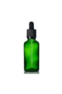 GALENİK Yeşil Cam Şişe 30ml Siyah Kapak Cam Damlalıklı 24 Adet
