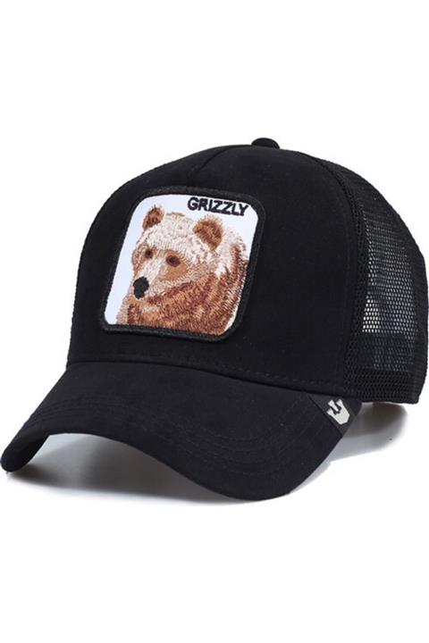 SYT Unisex Siyah Grizzly Hayvan Figürlü Animal Farm Şapka