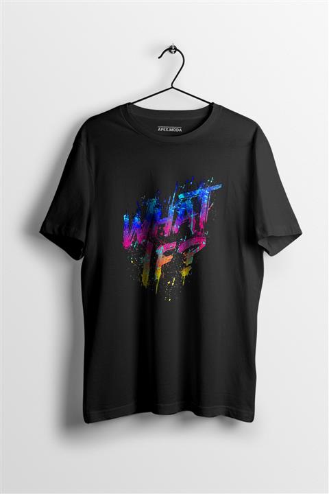 WePOD What If Siyah Baskılı Tişört