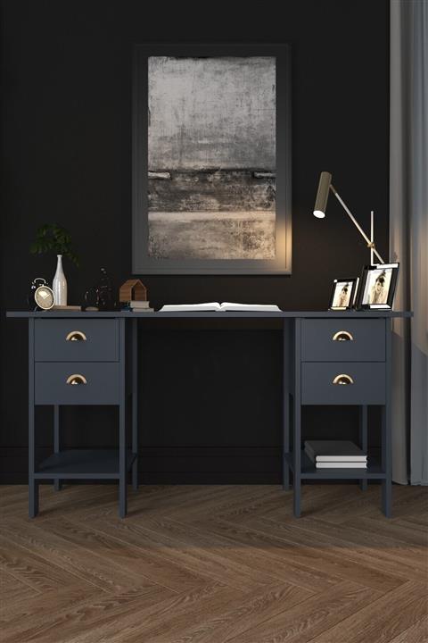 MOBU CONCEPT Retro Serisi, Dört Çekmeceli Antrasit Masa