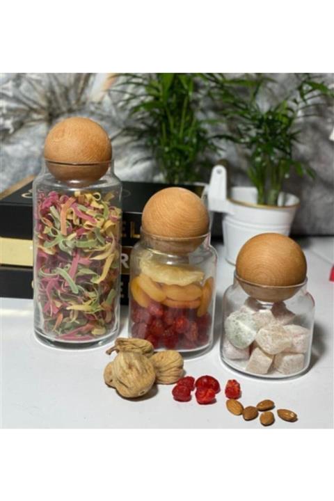 Perotti Top Kapaklı Cam Kavanoz Ve Baharat Seti 3'lü