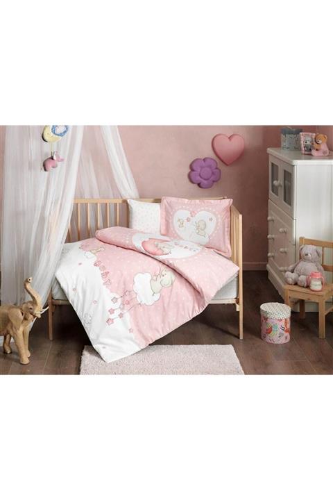 Taç Love Pembe Ranforce Bebek Nevresim Takımı