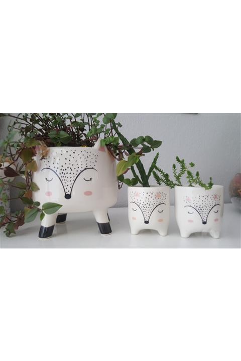 MiniHediye Ayaklı Kirpi Saksı 14*14cm