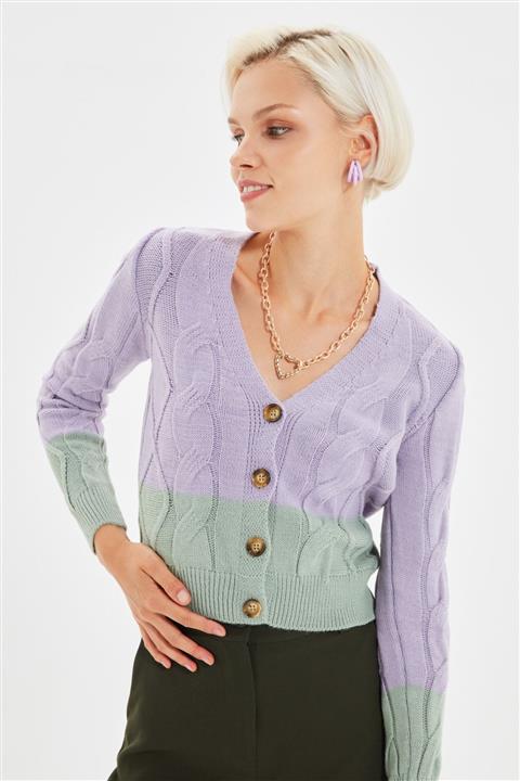 TRENDYOLMİLLA Lila Crop Triko Hırka TWOAW22HI0552