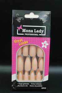 Mona Lady 12'li Mat Bej Takma Tırnak Protez Tırnak Yapıştırıcı Hediyeli-kısa-125-14