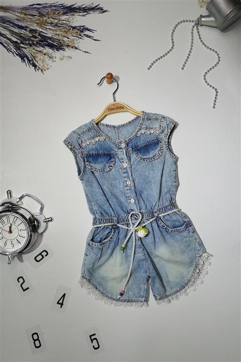 Oryeda Dantelli Salopet Kot Şortlu