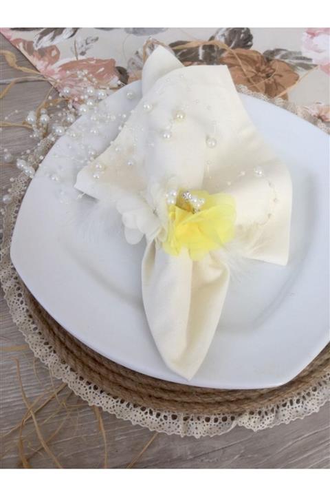 LİMOMİ Sarı Lazer Çiçek 6'lı Peçete Yüzüğü