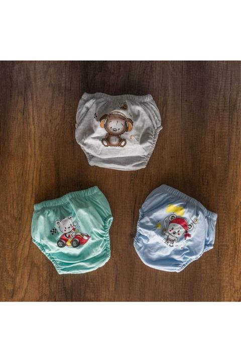 GİSEL TEKSTİL Erkek Bebek Alıştırma Külot 3’lü Set (NO:3 16-20KG)