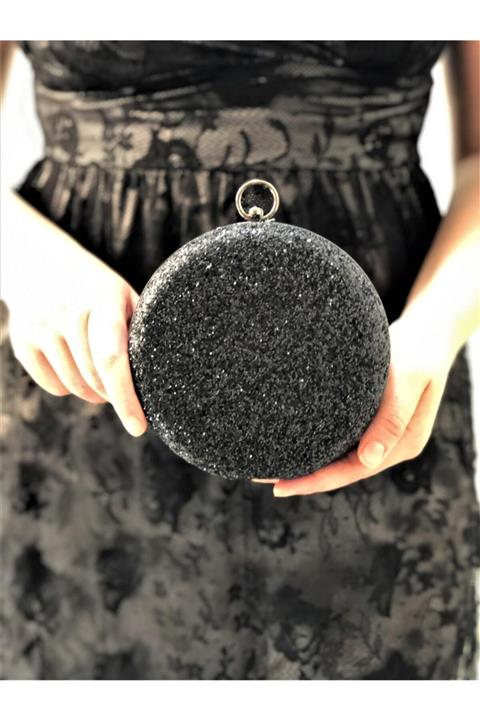 womenacs Pullu Siyah Renk Taşlı Işlemeli Kadın Abiye Portföy Clutch Çanta Indirimli