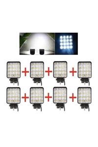 reyoto 8 Adet Off Road Beyaz Işık Sis Farı Lambası 16 Led Kare 12-24v 48 Watt