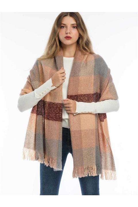 MaviMoure Kışlık Omuz Ve Boyun Şal Pudra Pembe