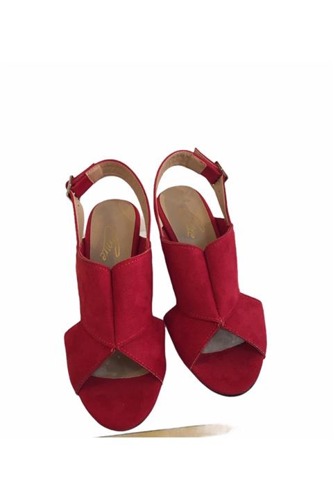 CEMRE Kırmızı Süet Topuklu