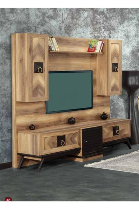 DARDASON Dm741 Oskar Panolu Kapaklı Raflı Çekmeceli Tv Ünitesi