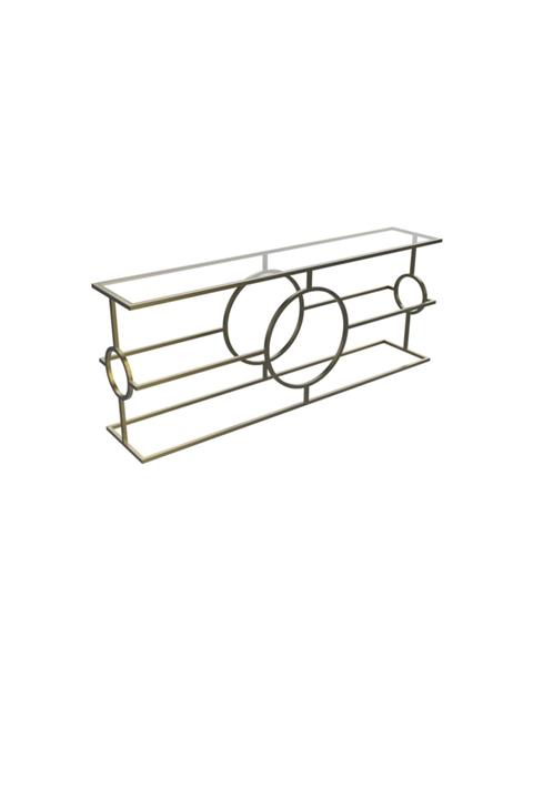 MAKSA Dominica 200cm Temperli Cam Antik Eskitme Pirinç Konsol