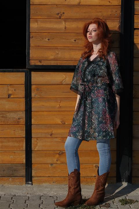 VALERIA Polyester Nakışlı Ortius Kimono