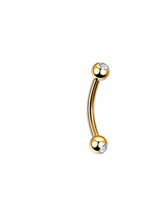 Cadının Dükkanı Cerrahi Çelik Taşlı Gold Rengi Kaş-rook Piercing (bar  6 Mm)