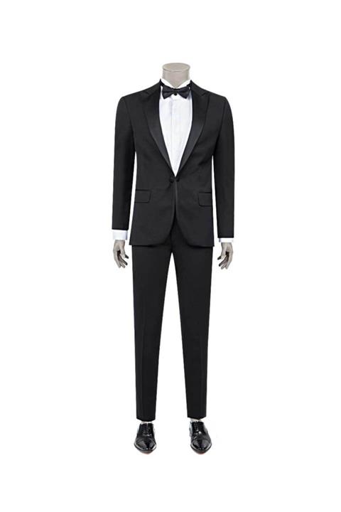 Damat Slim Fit Slim Fit Siyah Desenli Takım Elbise
