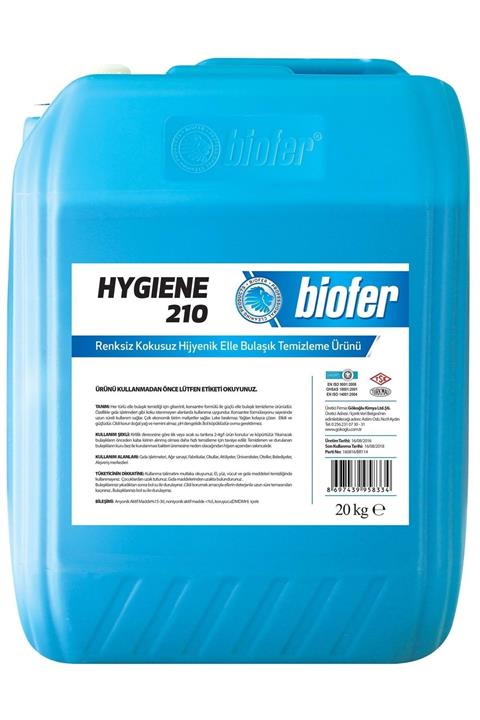 Biofer Hygiene 210 Renksiz Kokusuz Hijyenik Elle Bulaşık Temizleme Ürünü 20 Kg
