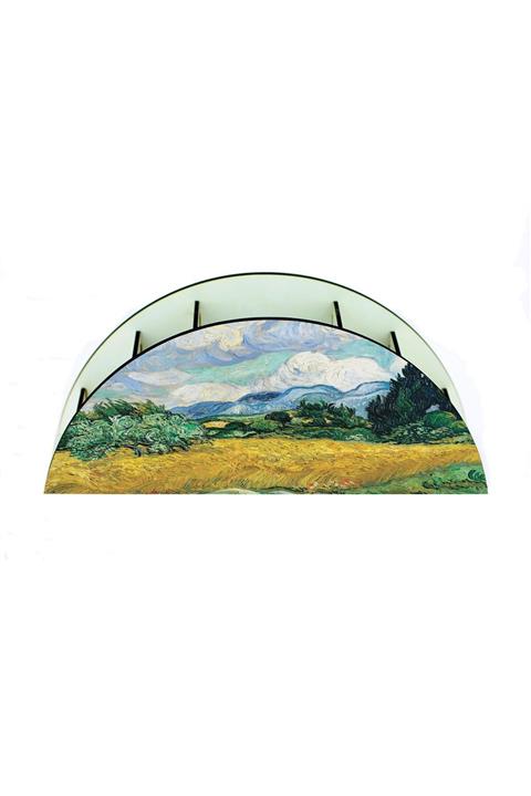 WuW Van Gogh Green Buğday Tarlasında Selviler Ahşap Masaüstü Kalemlik Kalem Kutusu Organizer