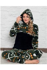 Sude Kadın Polar Kapşonlu Pijama Takımı Yeni Sezon