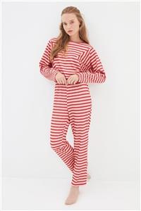 TRENDYOLMİLLA Çok Renkli Çizgili Örme Pijama Takımı THMAW22PT0621