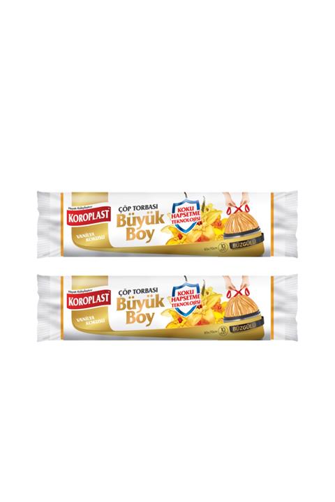 Sarcina Koroplast Koku Hapsetmeli Büyük Boy Vanilya Kokulu Büzgülü Çöp Torbası 65x70cm - 10'lu X 2  ad.