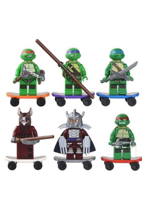 Legoedly Ninja Kaplumbalar Ninja Turtles 6 Lı Mini Figür Set Lego Uyumlu Kaykaylar Dahil