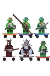 Legoedly Ninja Kaplumbalar Ninja Turtles 6 Lı Mini Figür Set Lego Uyumlu Kaykaylar Dahil