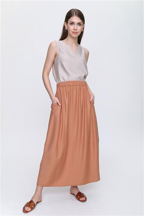 Aker Kadın Kahverengi Tesettür Etek