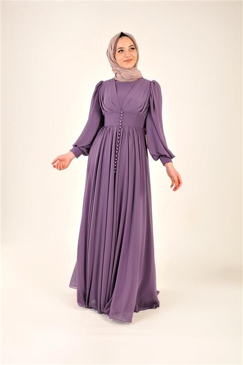 Hennin Prenses Tesettür Abiye - Lila