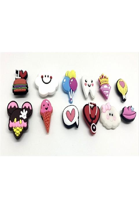 marimari 12 Adet Crocs Terlik Süsleri Jibbitz X-9 Anahtarlık Hediyeli