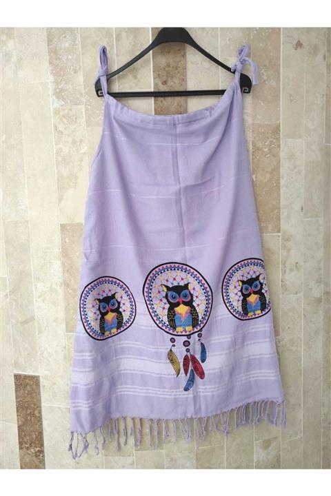 Peştemal Home Mor Renk Askılı Peştemal Plaj Elbisesi