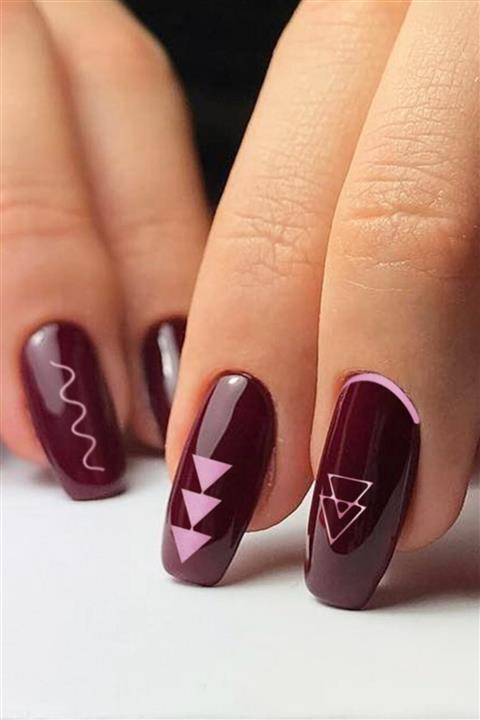 Artikel Pembe Etnik Çizgiler Metalik Tırnak Sticker