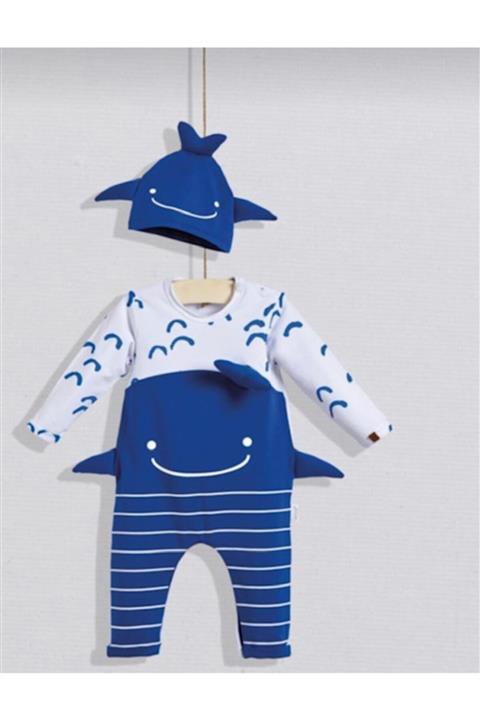 Wogi Baby Bebek Tulum Şapka Takım Balık Desenli