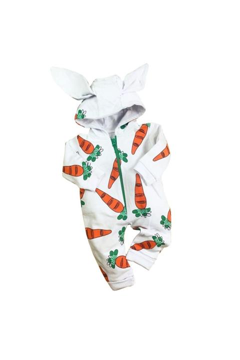 bebegen Kapşonlu Havuç Desenli Tulum