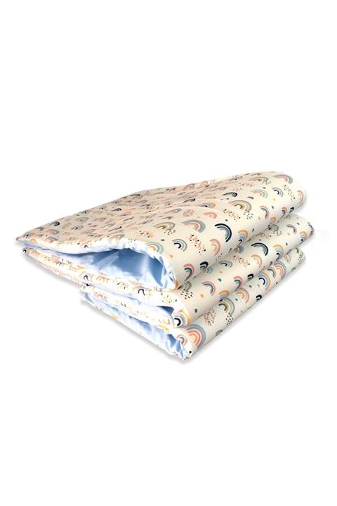 Bebek Özel Bebek Çocuk Beşik Kenar Koruma 50x90 Anne Yanı (3 Parça) Gökkuşağı Mavi