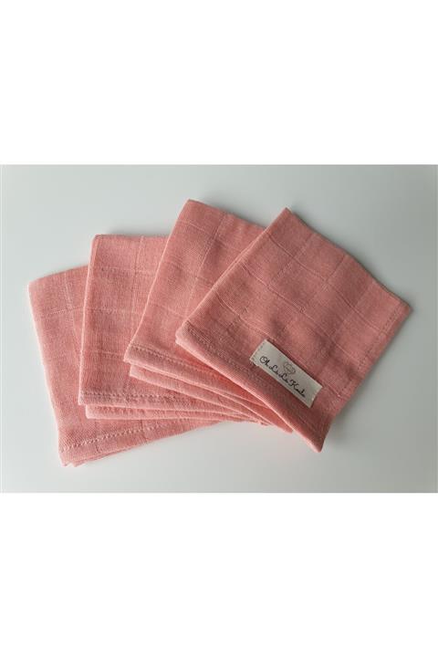 OhlalaKoala Pembe 4lü Set Organik Pamuk GOTS Sertifikalı Çift Katlı Müslin Ağız Bezi