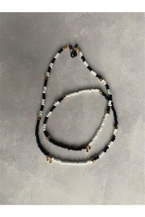 Zoe Nota Motifli Siyah Beyaz Gözlük Askısı